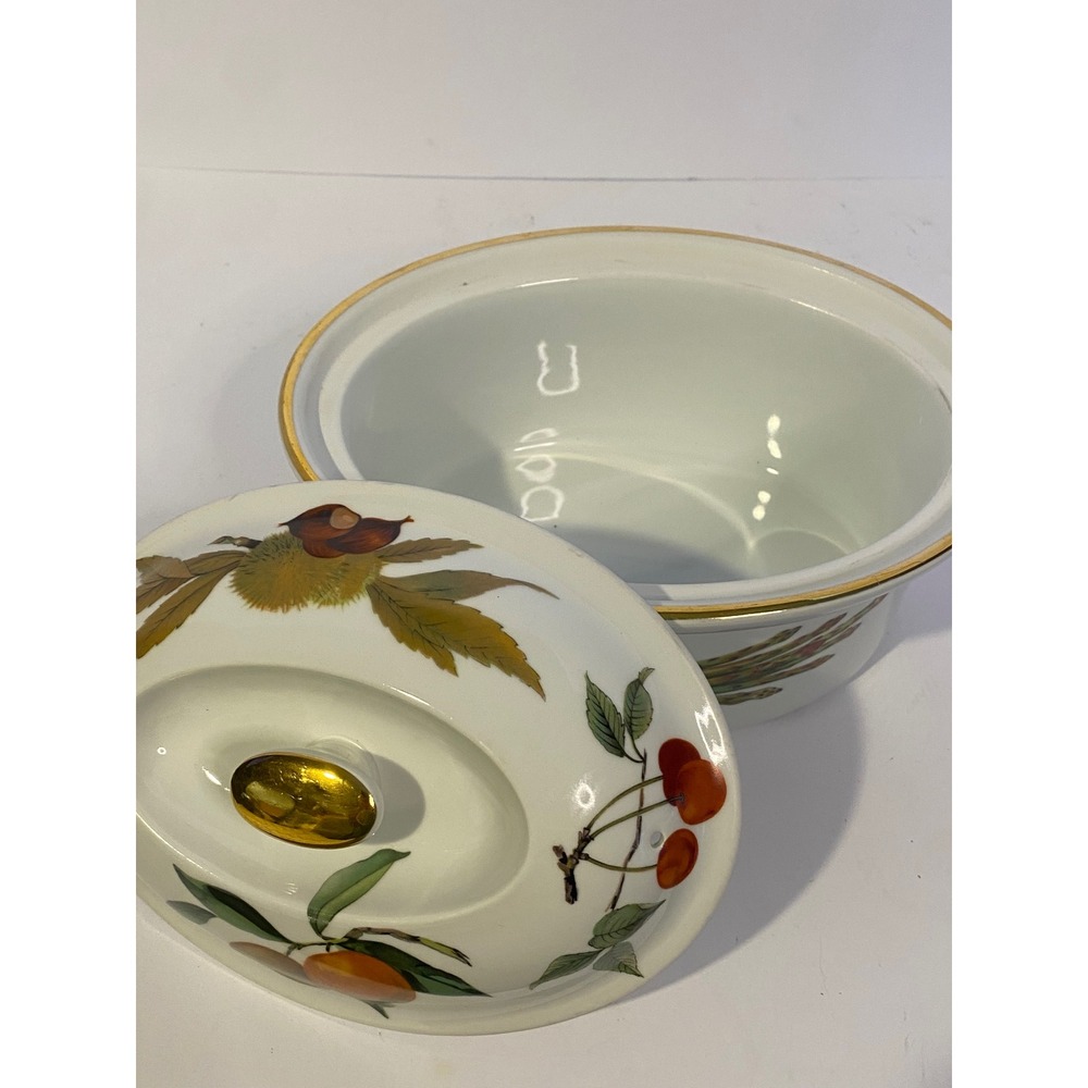 Royal Worcester Evesham Gold Casserole Dish Home White Excellent Porcelain Lid